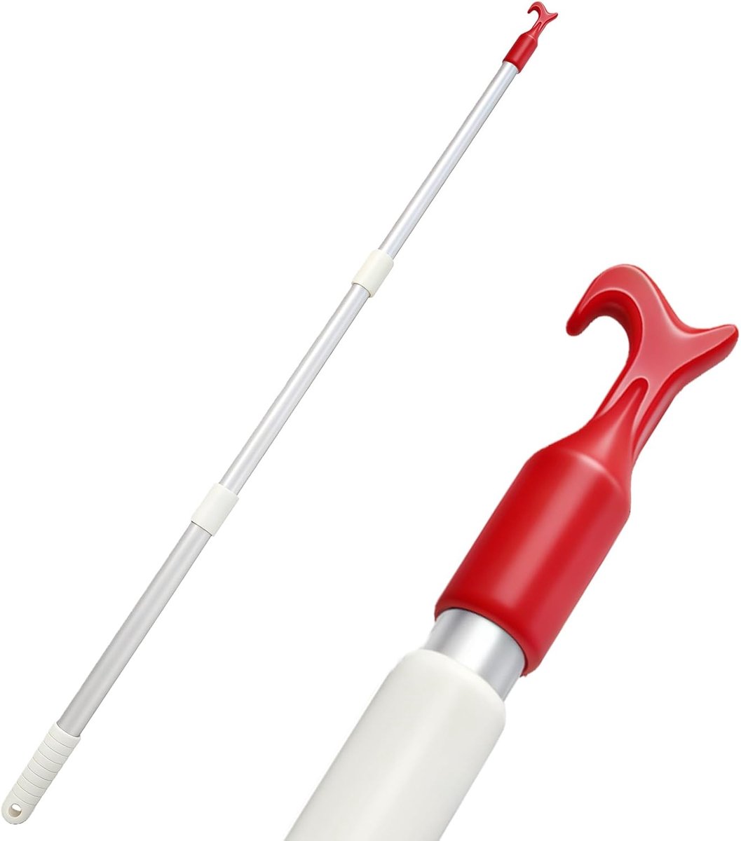 Attic trapladder stang 60-117 cm - telescopisch aluminium - met haken - ideaal voor zoldertoegang - ShopVlot