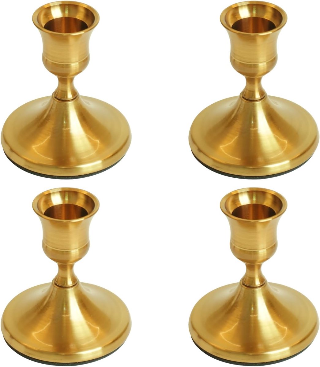 Cadeauhouder 4-delig - Gouden metalen kaarsenstandaard - Retro design - Creëer een sfeervolle ambiance - ShopVlot