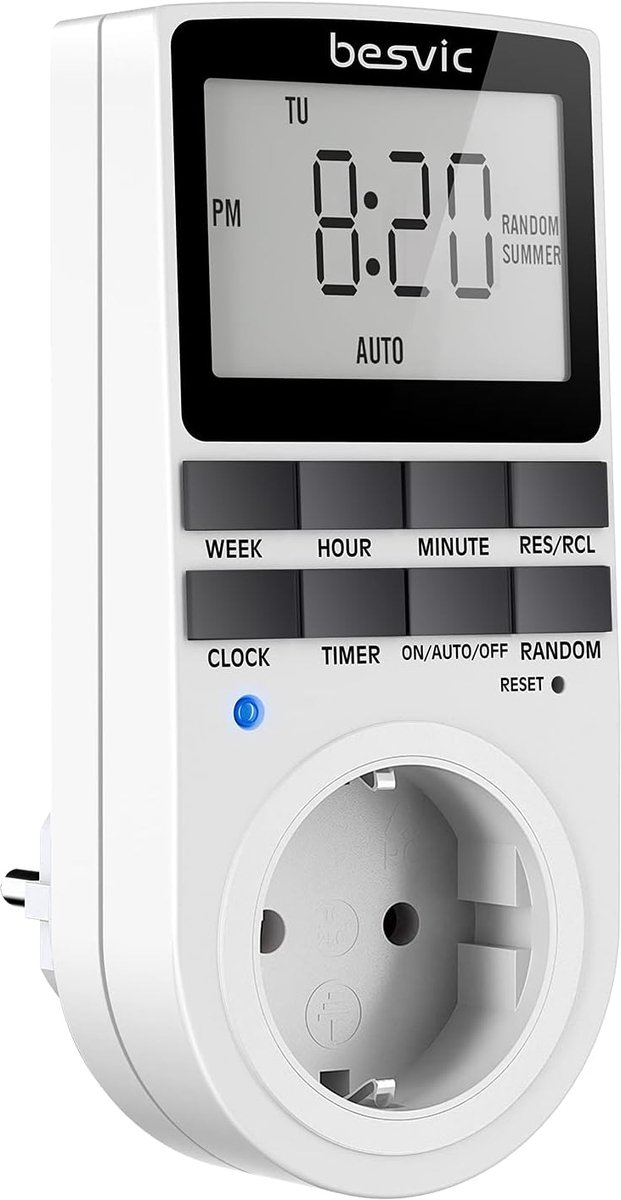 Digitale timer socket 3680W - LCD display - 10 programmeerbare instellingen - Automatiseer uw apparaten - ShopVlot