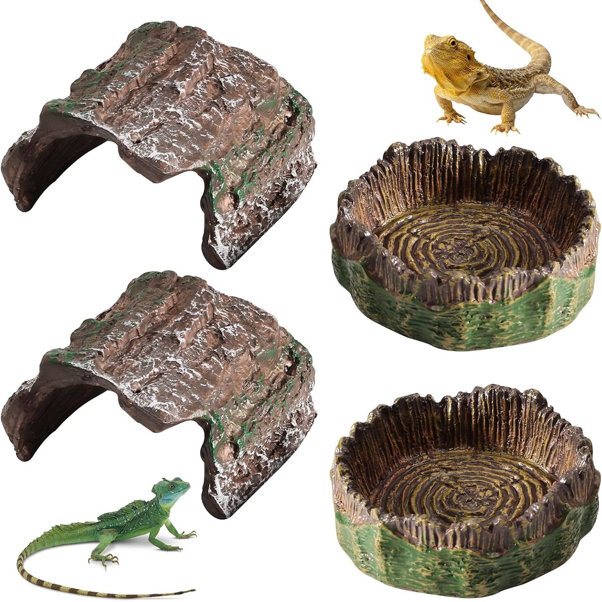 Bartagame waterbak 4 stuks - reptielenvoerbak voor gekko's - ideaal voor baardagamen - zorgt voor hydratatie - ShopVlot