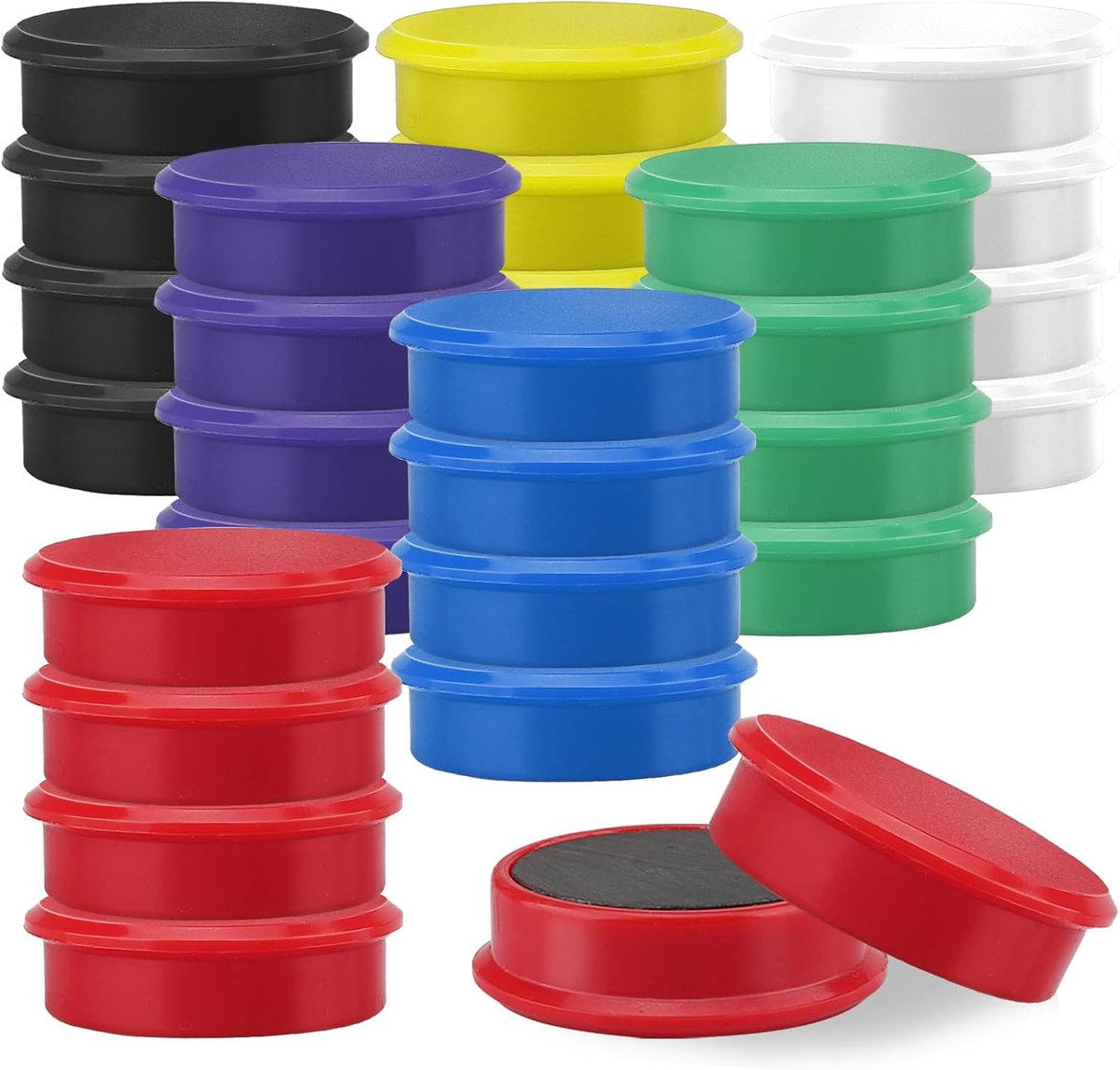 Magneten 30 mm - Set van 28 kleurrijke magneten - Sterke hechting - Ideaal voor koelkast en whiteboard - ShopVlot
