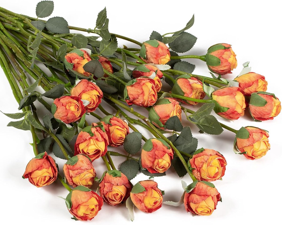 Kunstmatige rozen 24 stuks - vintage met lange steel - zijden bloemen - perfect voor DIY boeketten - ShopVlot