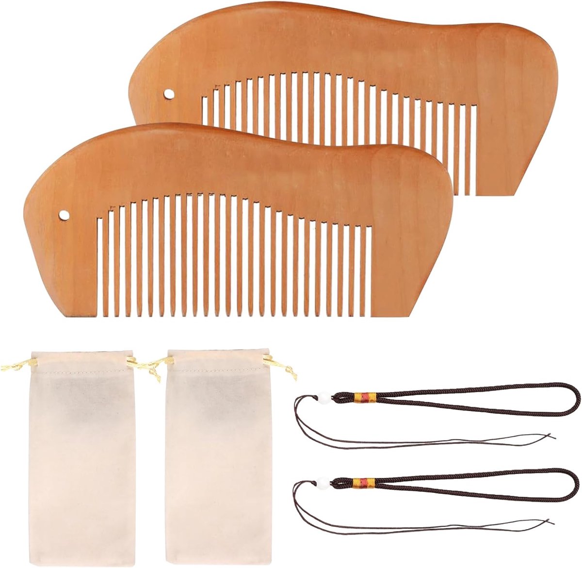 Houten Geboorte Kam Set - 2 Stuks - Natuurlijk Hout - Verlichtingsmiddel voor Bevalling - ShopVlot