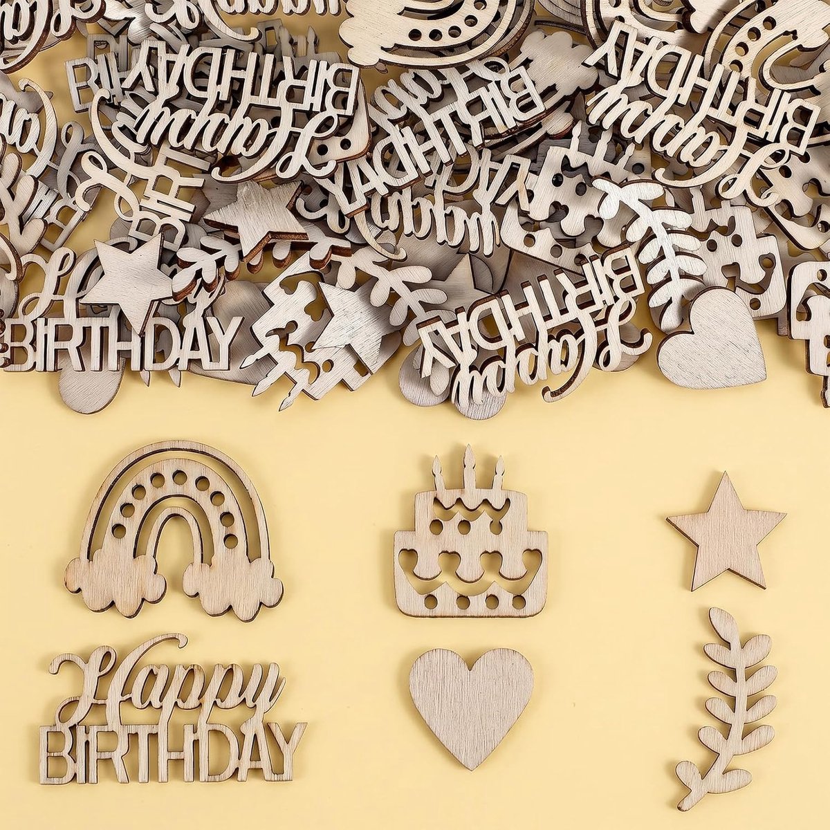 Houten confetti verjaardag 120 stuks - Happy Birthday decoratie - tafeldecoratie voor feesten - ShopVlot