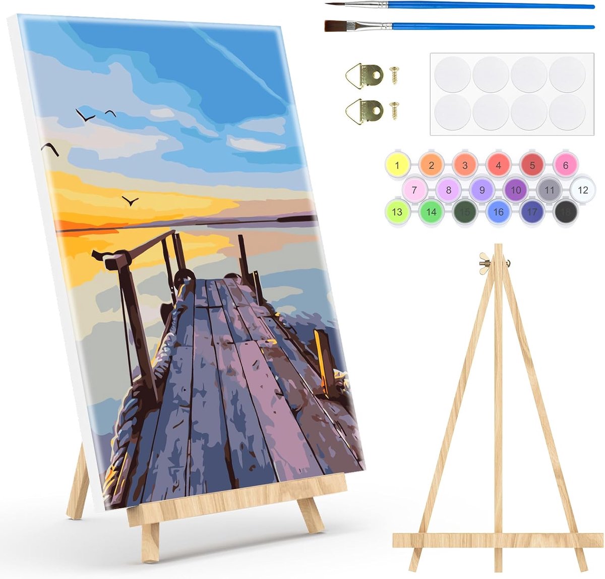 Schilderen op Nummer 30x40cm - Gekaderde Landschapsschildering - Inclusief Schilderbenodigdheden - m-winkel