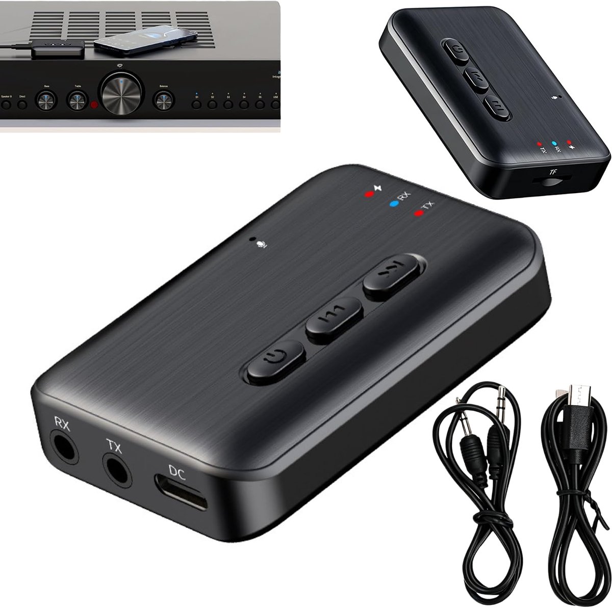 Bluetooth 5.3 zender 2-in-1 - audio-adapter met 3,5 mm kabel - ontvanger voor muziekstreaming - ShopVlot