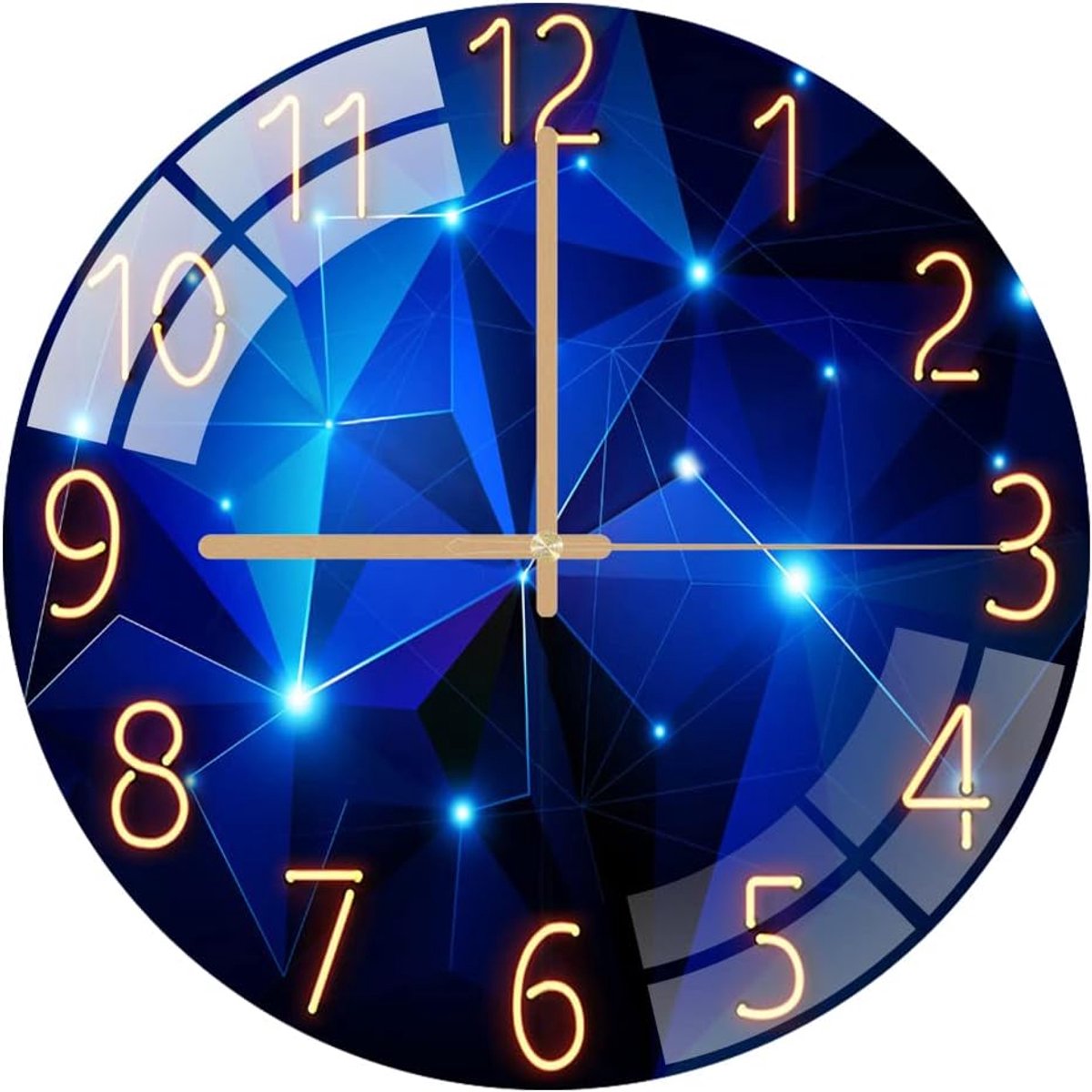 Glass Wall Clock 12 Inch Silent Non-Ticking Decorative Round Wall Clocks for Kitchen Living Room Bedroom Hallway - ShopVlot