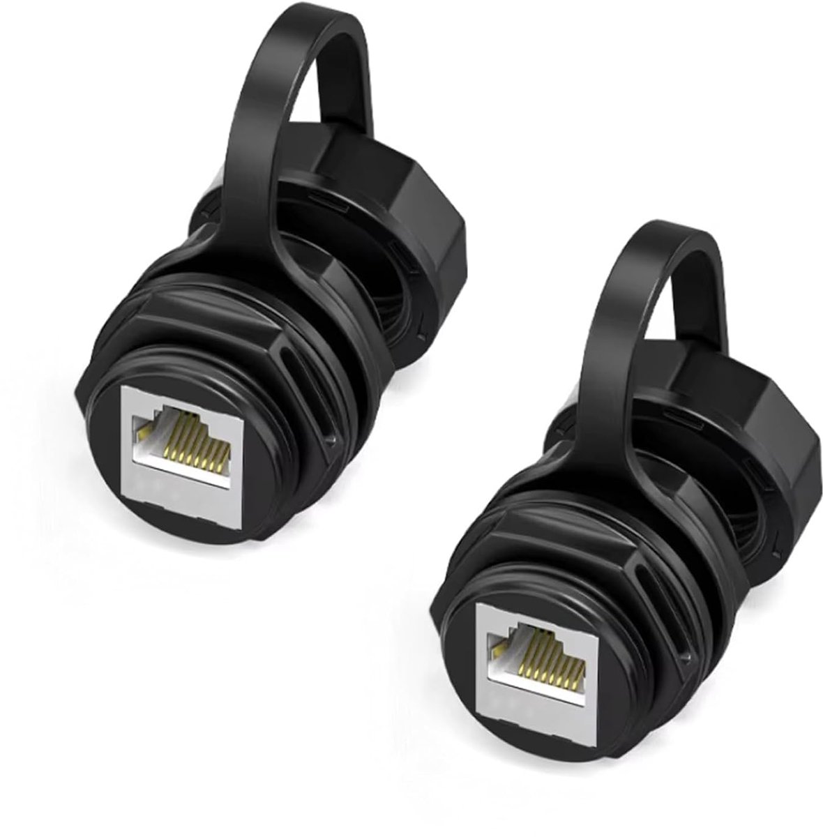2 stuks RJ45 inbouwbus CAT7, afgeschermde LAN-paneelmontage-koppeling M25, 8P8C ethernet doorgangsbus met IP67/68 - ShopVlot