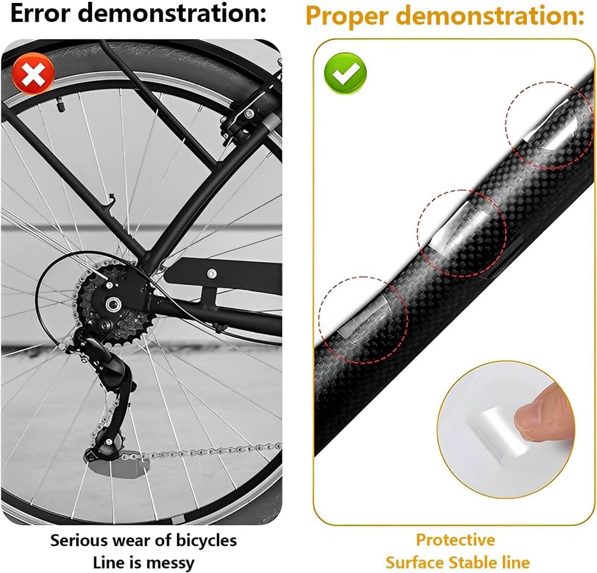 Pack of 3 bicycle frame stickers, bicycle frame protection, transparent, carbon bicycle frame stickers, paint - ShopVlot