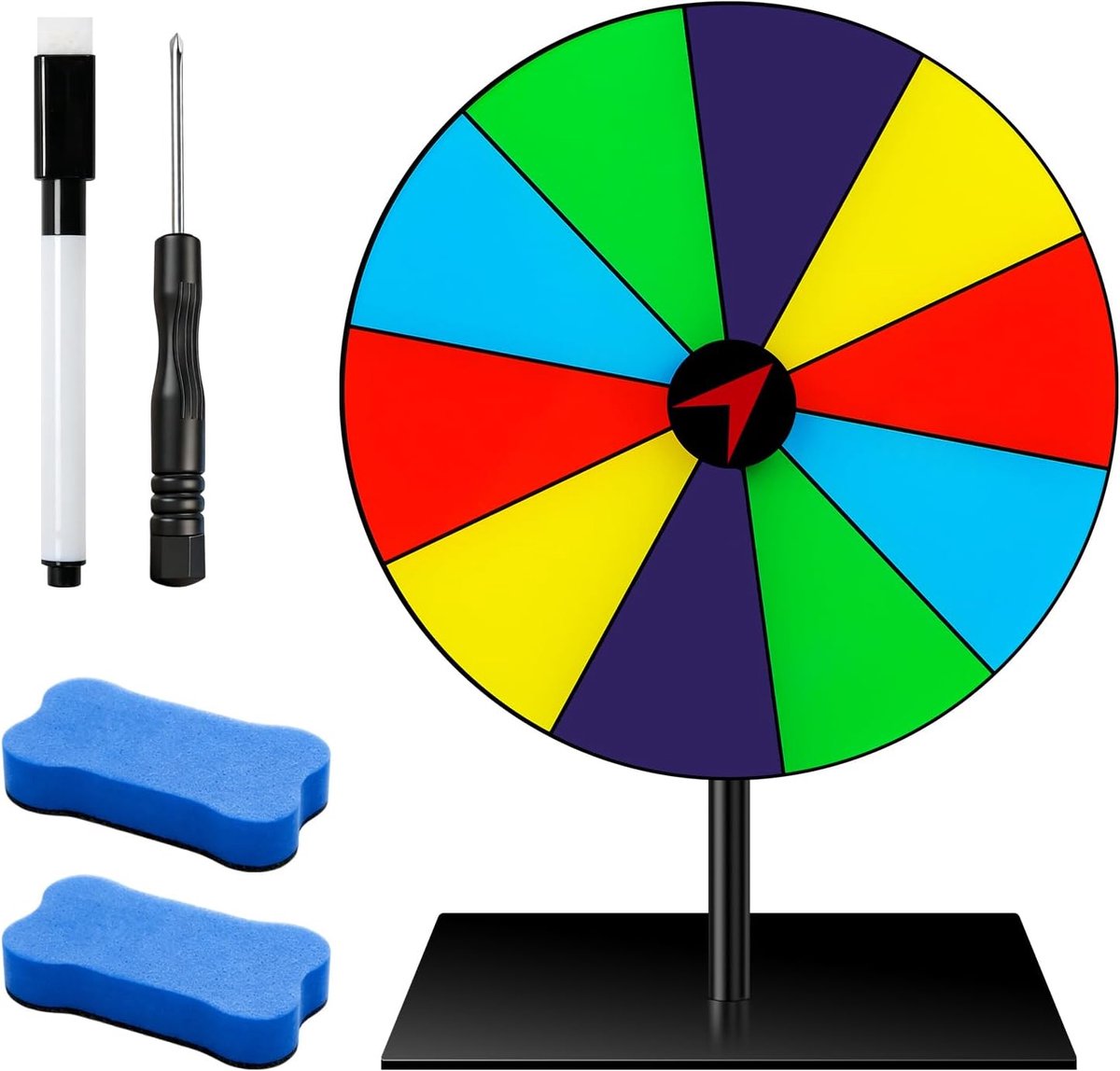Tafel gelukswiel 20 cm - afwasbaar prijswiel - herbruikbaar met gum - ideaal voor feest en school - ShopVlot