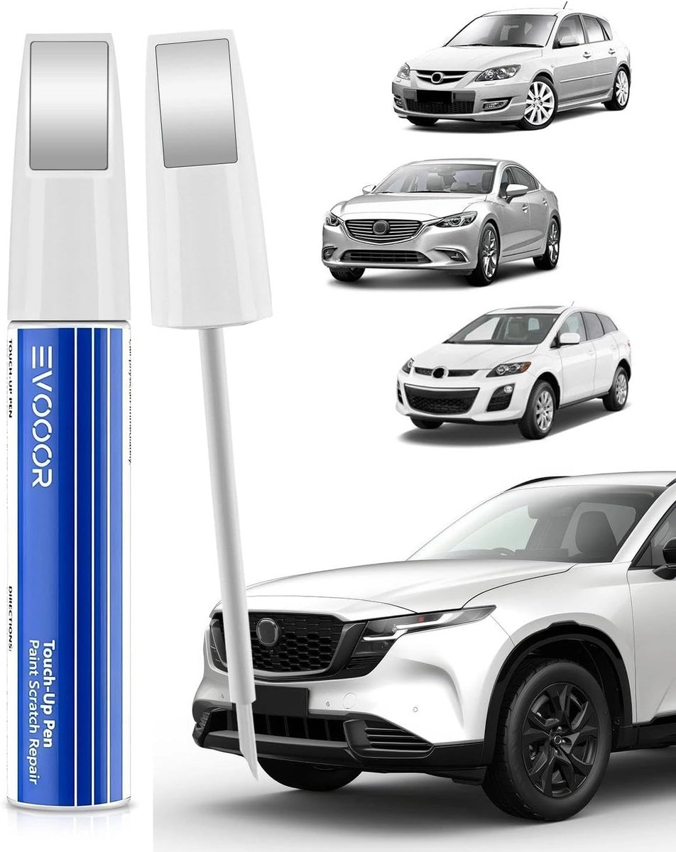 Touch-up pen voor krasherstel - 25D sneeuwvlok wit parel tricoat - Perfecte kleurmatch voor Tesla - ShopVlot