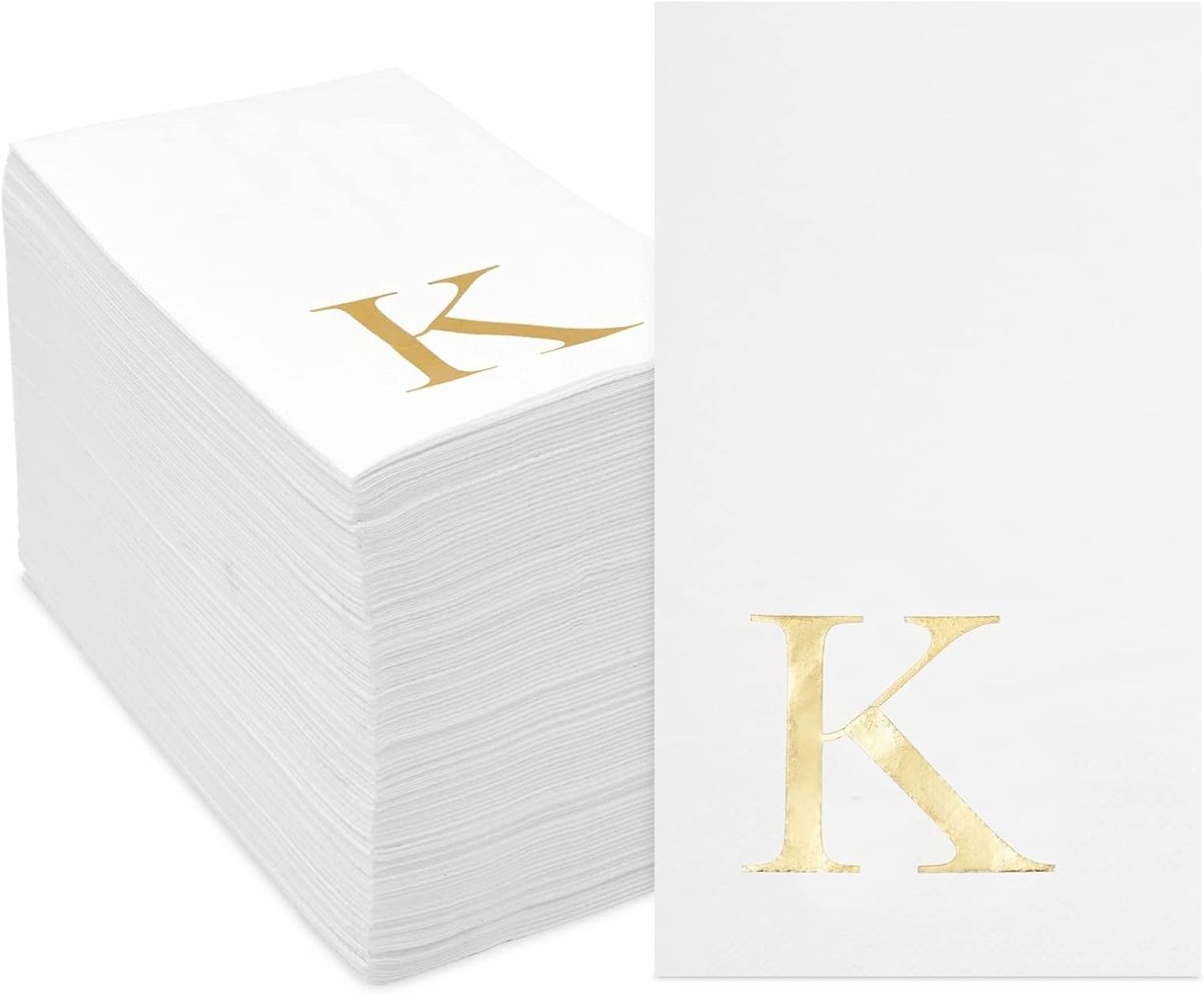 Papieren Servetten Met Initiaal K - Goudfolie - 100 Stuks - Perfect Voor Feestjes - ShopVlot
