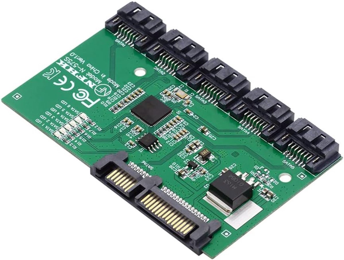 SATA 3.0 6Gbps 1 to 5 splitter ports HUB adapter converter PM multiplier port Selector JMB575 - ShopVlot