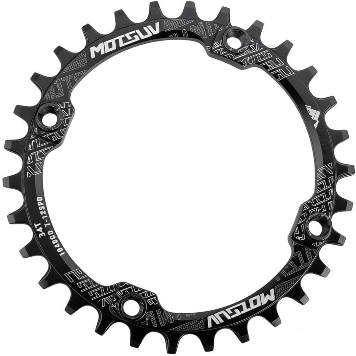 104 BCD 34T Narrow Wide Chainring, Round Bicycle Single Chain Ring (Black) - ShopVlot