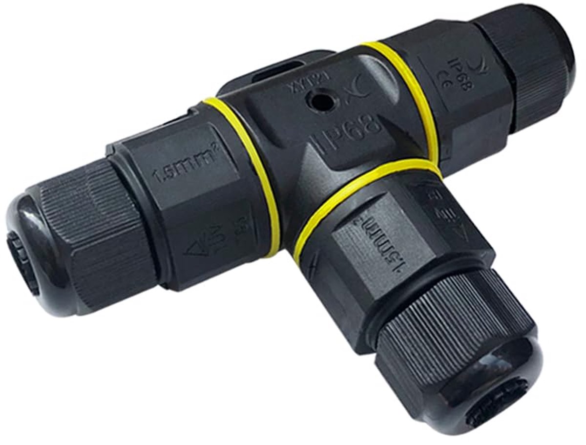 T-Shape 3-Way Outdoor Waterproof Cable Connector, IP68 Waterproof Cable Connector, for Cable Diameter 5~9mm (Screw - ShopVlot