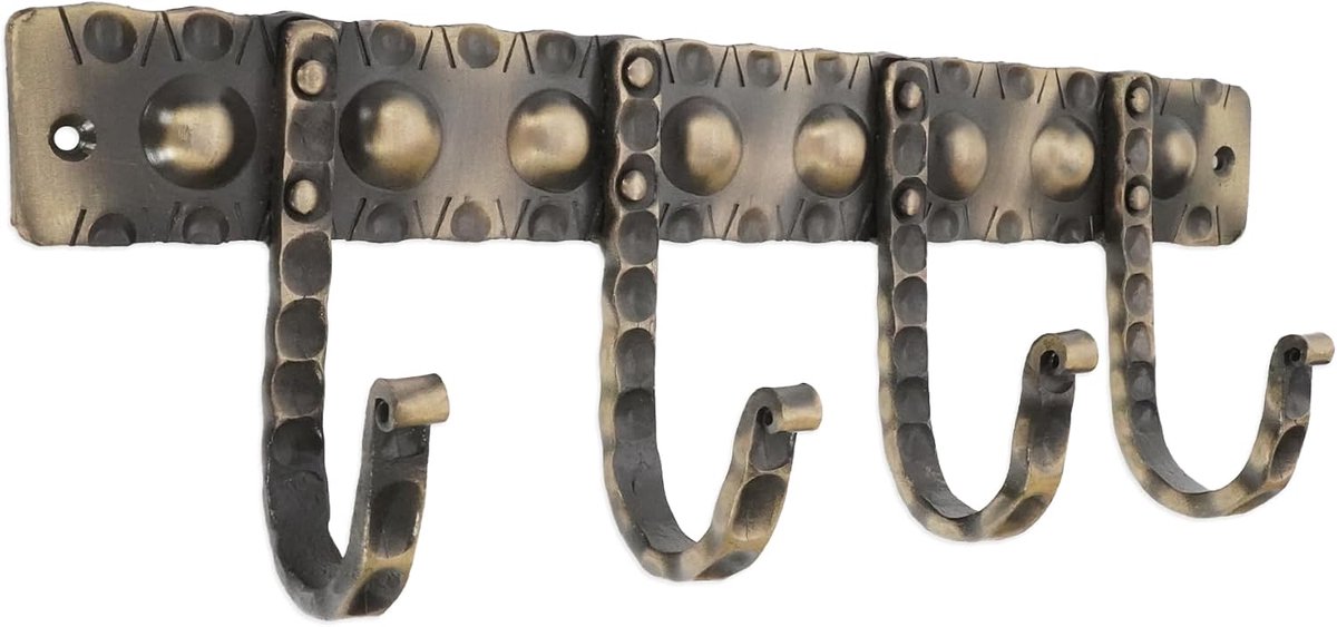 Infinity Decor Wall Mounted Dotted Coat Hooks Antique - Vintage Style Iron Hanger with 4 Hooks Ideal for Hanging - ShopVlot