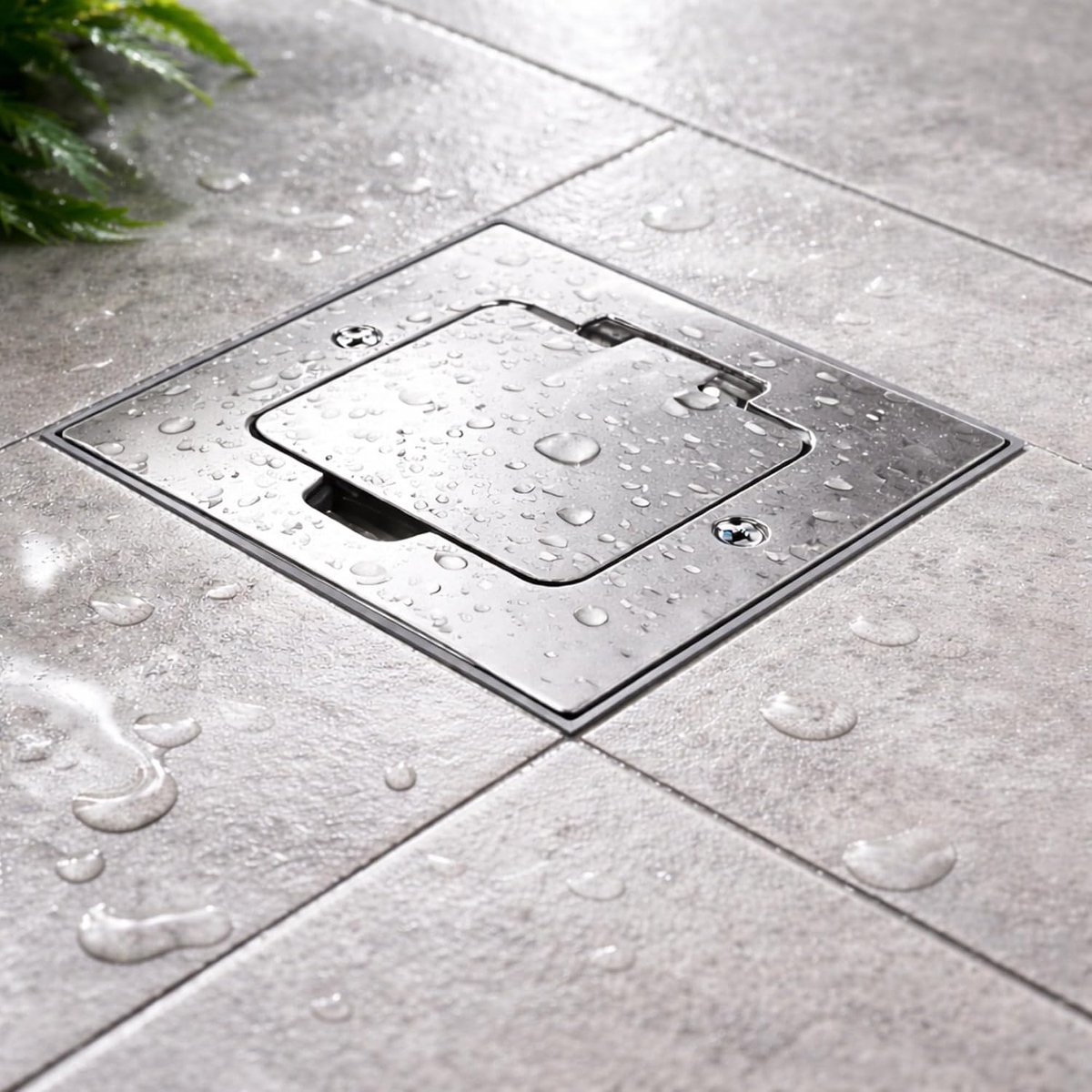 Stainless steel recessed socket, floor socket IP44, hinged lid, AP-1 series, silver - ShopVlot