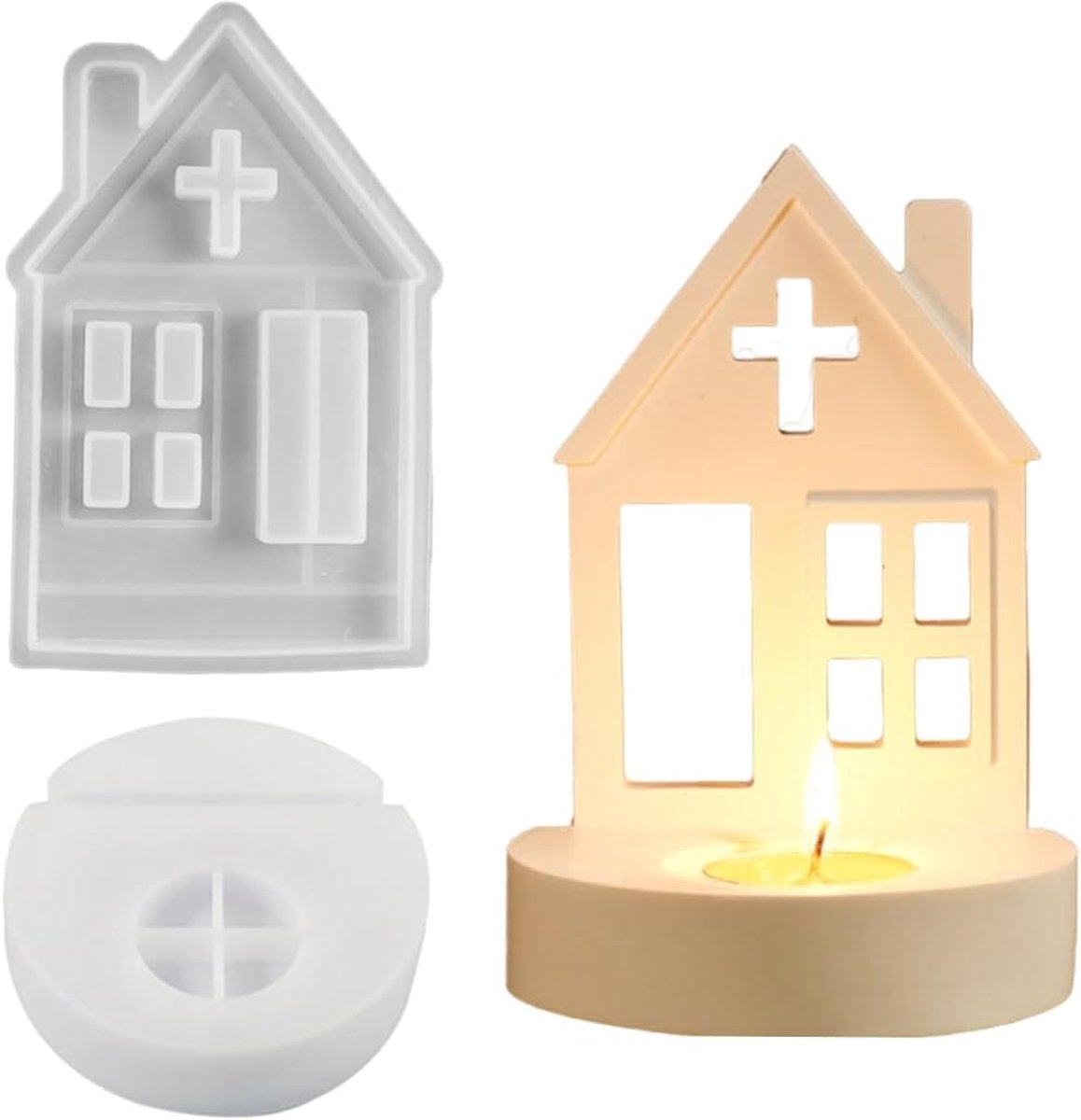 EIR 2 Pcs Silicone Moulds Molds, Home Silicone Mould Candlestick, Silicone Mould House Suit, Casting Moulds Silicone - ShopVlot
