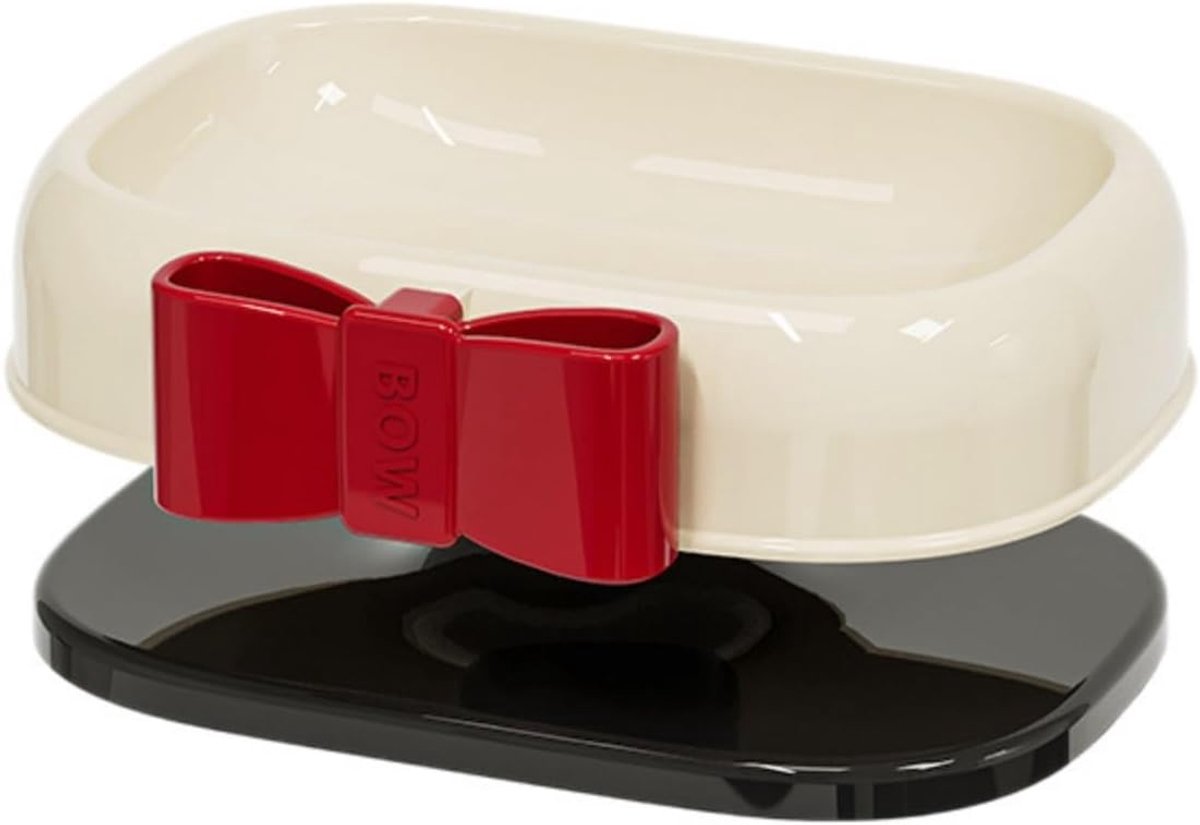 Soap Dish with Bowknot Cream White Portable Soap Box Removable Drain Design for Travel Camping Shower Bathroom - ShopVlot
