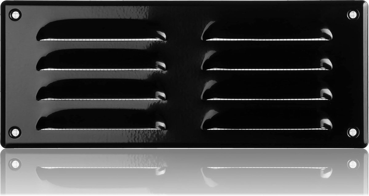 260x105mm Black Steel Ventilation Grille with Mosquito Mesh - Metal Ventilation Grills - ShopVlot