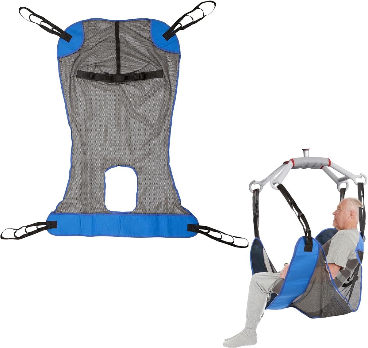 Whole Body Patient Lift Sling with Toilet Opening Mesh Patient Lift Sling for Patient Movement, Load Capacity 227kg - ShopVlot