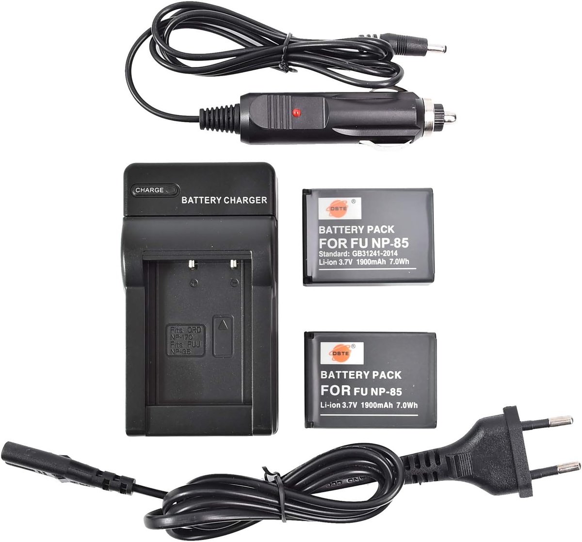DSTE® 2PCS NP-85 Replacement Battery and DC122E Travel Charger, Compatible with Fujifilm FinePix S1 SL240 SL245 SL260 - ShopVlot