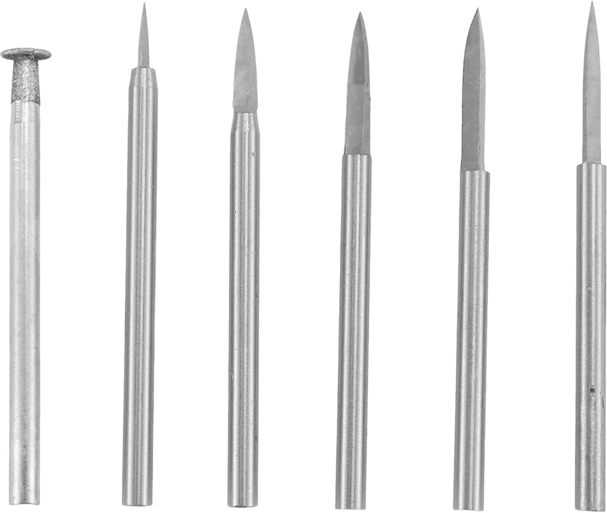 Wood Cutting Drill Bit Set for Turning Tools, 6 Pieces, Engraving Drill Parts, Bit Wood Handwork, Grinding Tools, 3 mm - ShopVlot