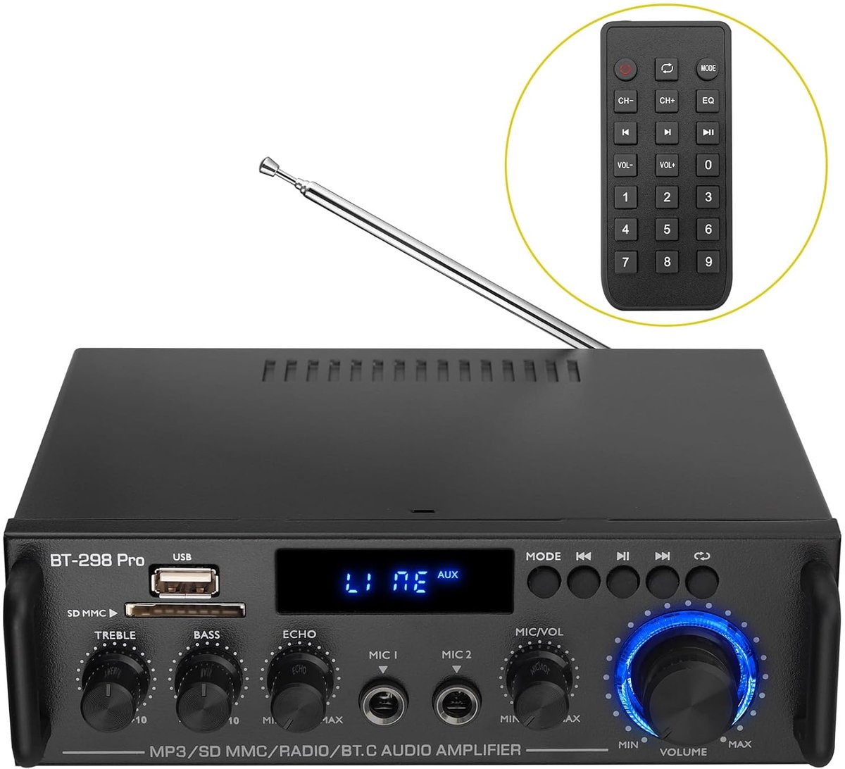 HiFi Stereo Amplifier Bluetooth Bluetooth Audio Amplifier with Microphone Reversing Function 2-Channel Sound Amplifier - ShopVlot