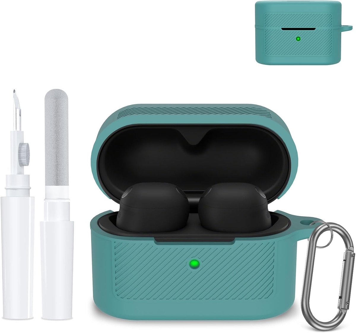 Case Compatible with Sony WF-1000XM6, Soft Silicone Protective Case Set with Key Chain and Cleaning Pen Shockproof - ShopVlot