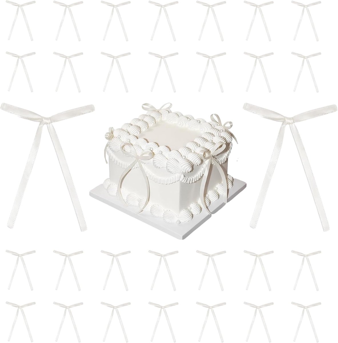 30 stuks witte lange linten, cadeaustrikken, bruiloftsdecoratie, zelfklevende strikken, geschenkverpakking - ShopVlot