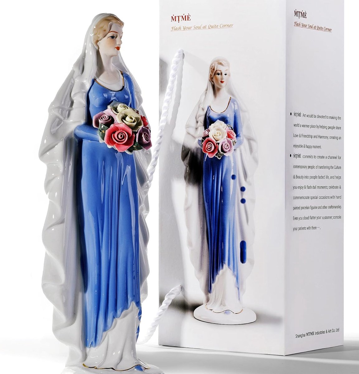 MTME Porseleinen beeldjes De zus met bloem, gebeeldhouwde beelden, handwerk, kunstwaren, beeldhouwkunst - ShopVlot