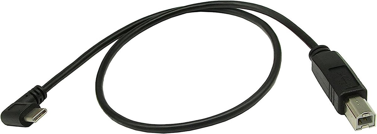 Printer Cable, Type C, 90° Right Angle, USB 2.0 C (USB-C) to Printer Scanner Cable, Type B (USB-B), 18" - ShopVlot