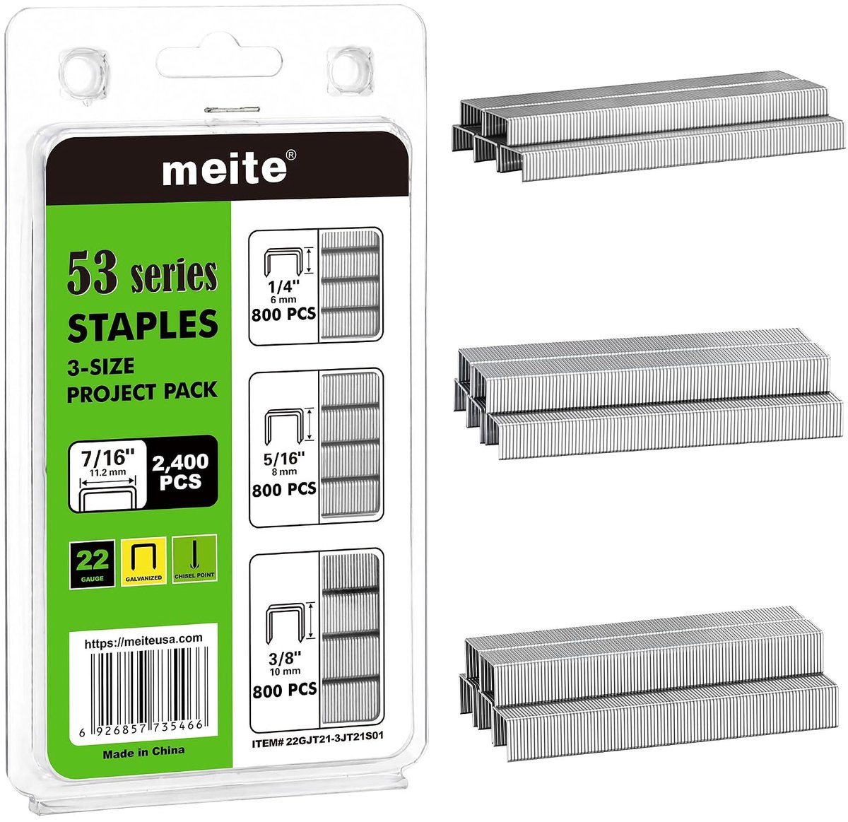 meite Nietjes type 53, verzinkt, fijne draad, 6, 8 en 10 mm, 2.400 stuks, reserveklemmen type 53 met kroon van 11,2 - ShopVlot