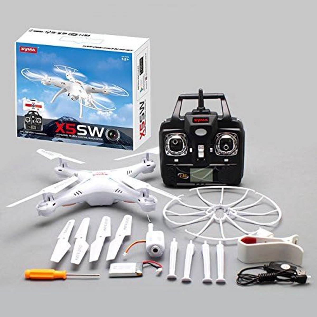 Syma Drone X5SW WiFi FPV RC 2.4GHz 4CH 6 Axis RTF 2MP Camera HD Color Black 29206 - ShopVlot