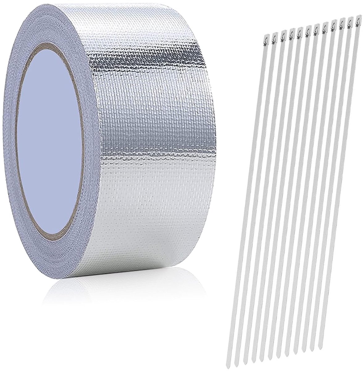 1pc 10m x 5cm Thermal Exhaust Tape, Scotch Heat Insulating Self-Adhesive, with 12 Cable Ties, Car Motorcycle Curved - ShopVlot