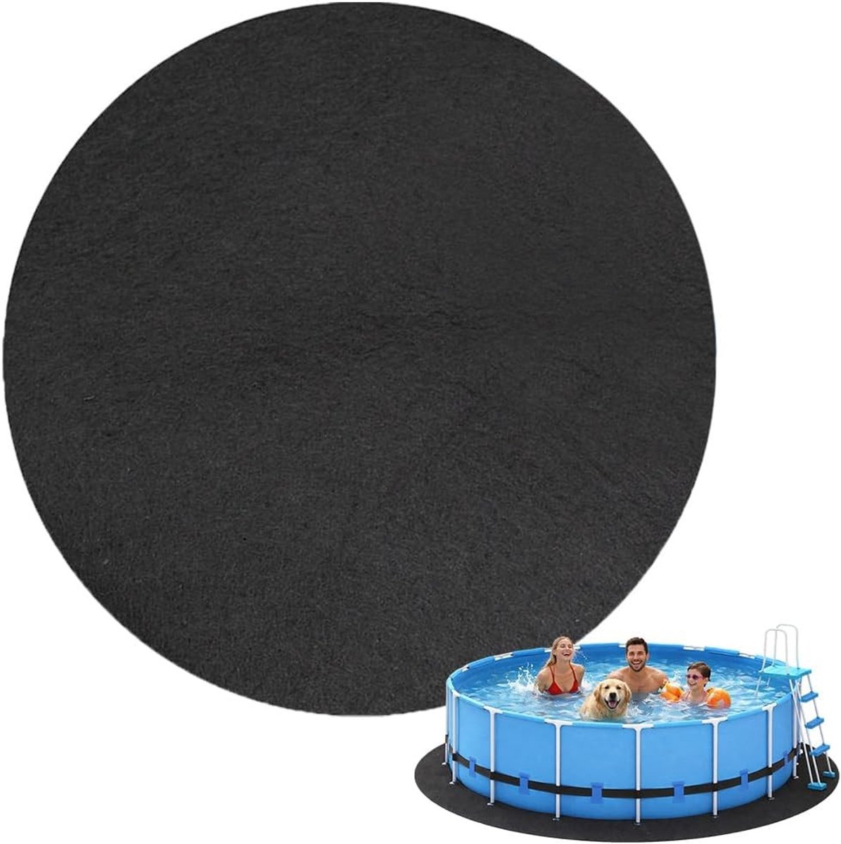 Ronde Zwembadzeil 370 cm - Antislip Zwembadmat voor Buiten - Opvouwbare Grondzeil voor Zwembaden en Whirlpool