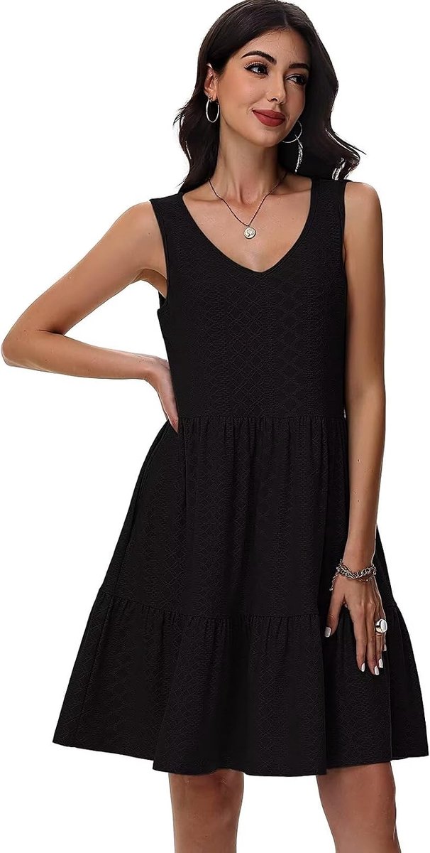 Tanmolo Summer Dress Women Sleeveless Swing Casual Beach Skirt with Pocket - ShopVlot