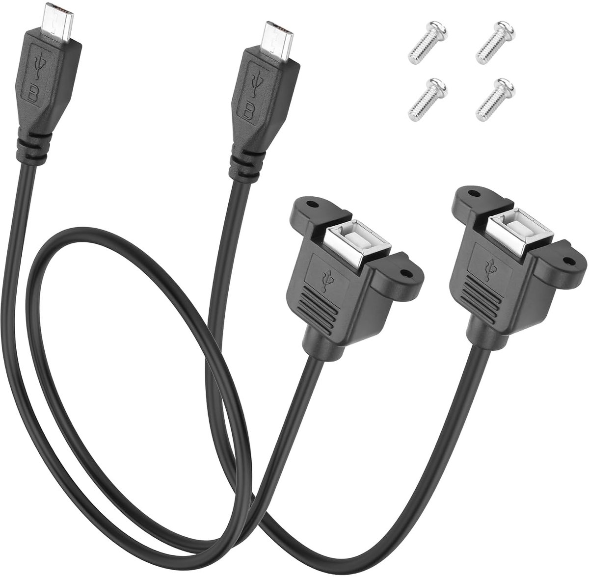 Micro USB naar USB B 2.0 Paneel Extensie Kabel - 30cm en 50cm - Snelle gegevensoverdracht - Perfect voor scanners - ShopVlot