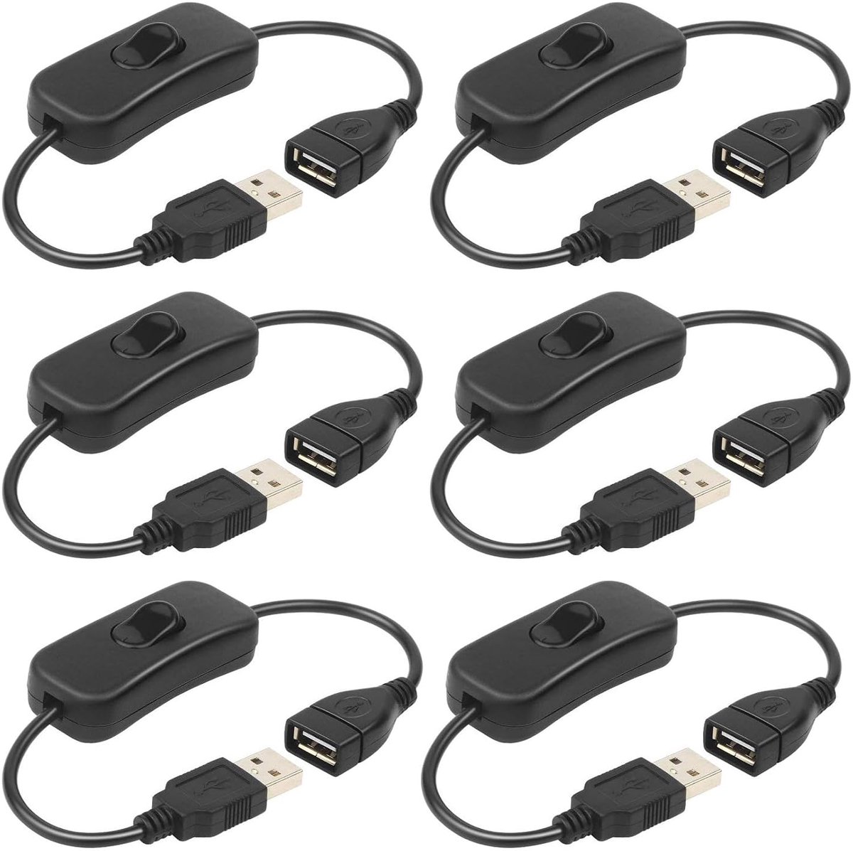 USB schakelkabel 0.3m - met aan/uit schakelaar - ideaal voor LED lampen en ventilatoren - ShopVlot