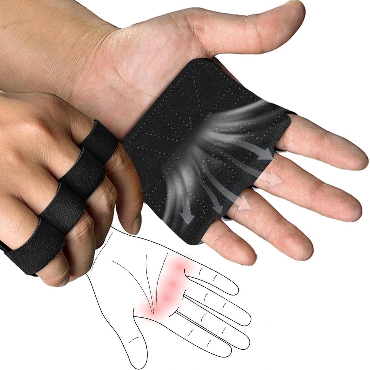 Gewichtheffen Grip Pads - Natuurlijke Leer - Handbescherming - Voorkom Blaren - ShopVlot