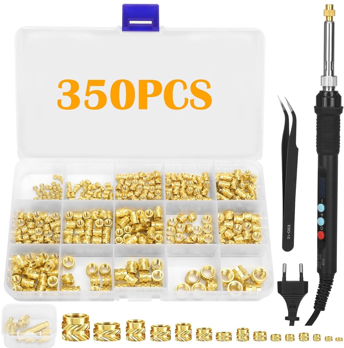 Loodgietersijzer 90 W - Instelbare Temperatuur - Inclusief 350 Draadinvoegen - Perfect voor 3D-printen - ShopVlot