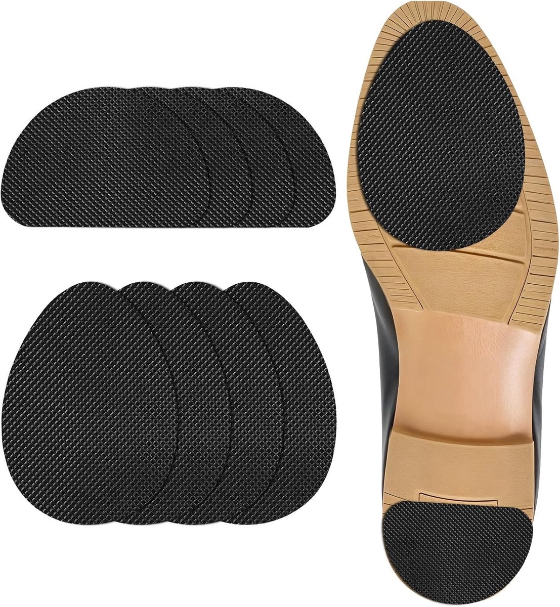 SnelShoppen - 8x Non-Slip Shoe Grips Stickers, Zelfklevende Sole Protectors, Antislip met Golfpatroon voor Dames Hoge Hakken en Heren Boots, Geluiddem