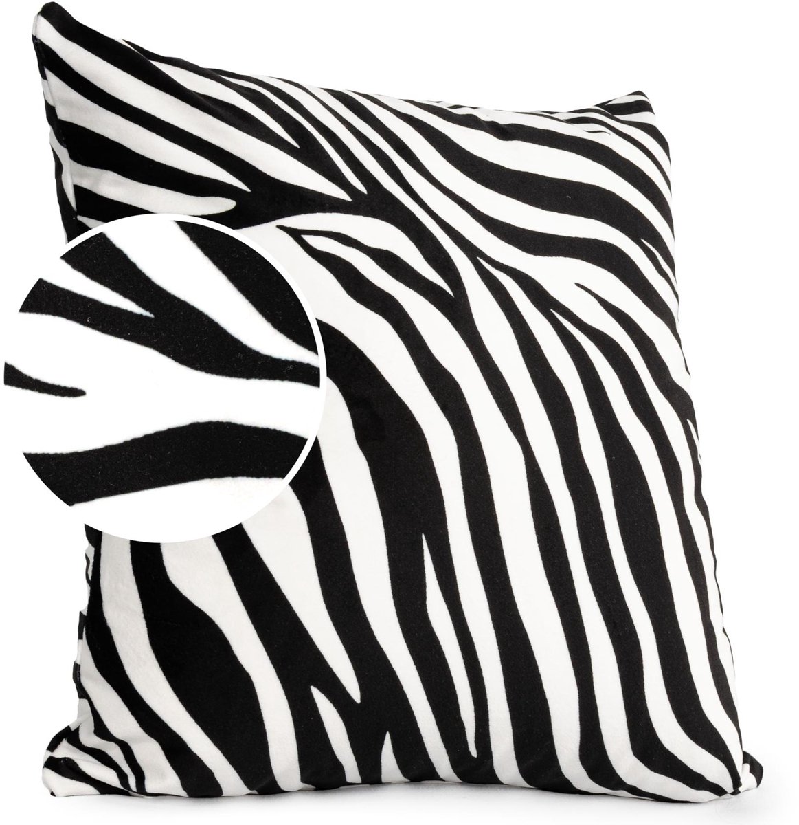 ANRO Zebra Sierkussen 40x40 cm - Velours - Inclusief vulling Wit