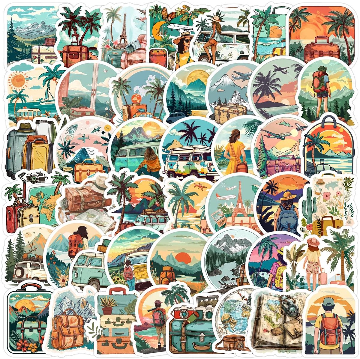 Reisstickers 50 stuks - Graffiti stickers - Waterdicht vinyl - Perfect voor skateboard en koffer - ShopVlot