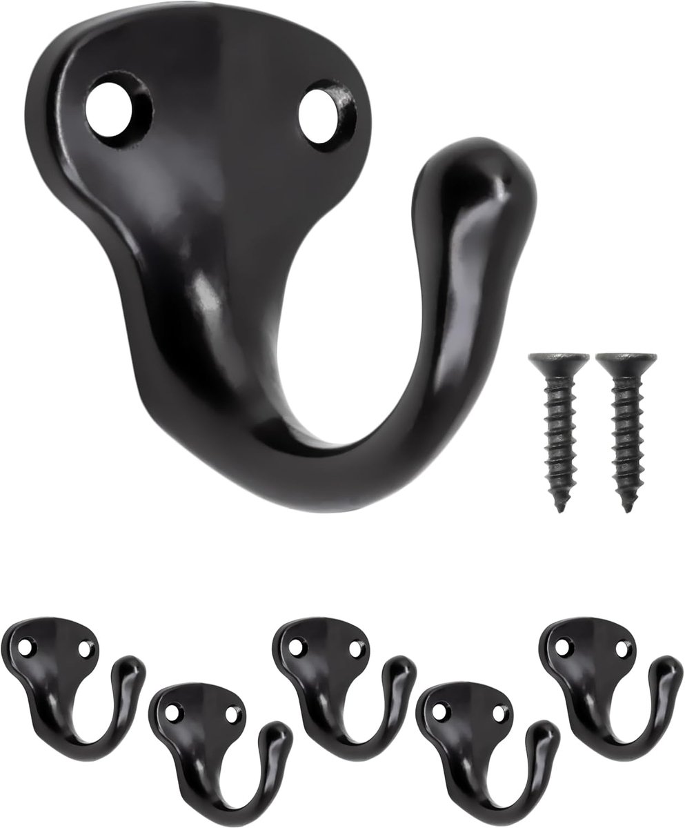 Kledinghaken set van 5 - antiek zwart - klassiek ontwerp - ideaal voor handdoeken - ShopVlot