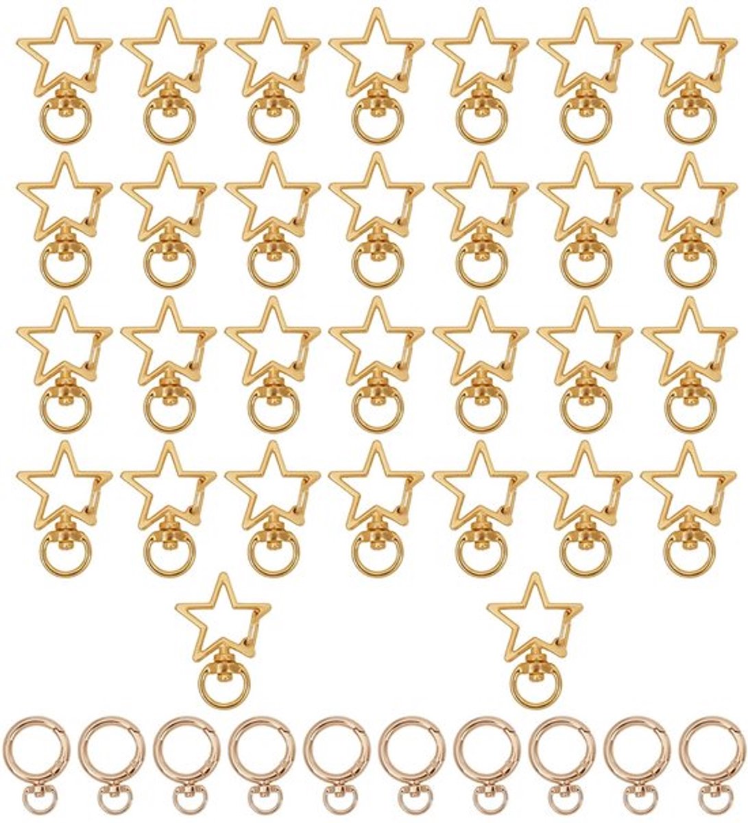 Set van 40 Draaibare Karabijnhaken Hart- en Stervormig voor Sieraden