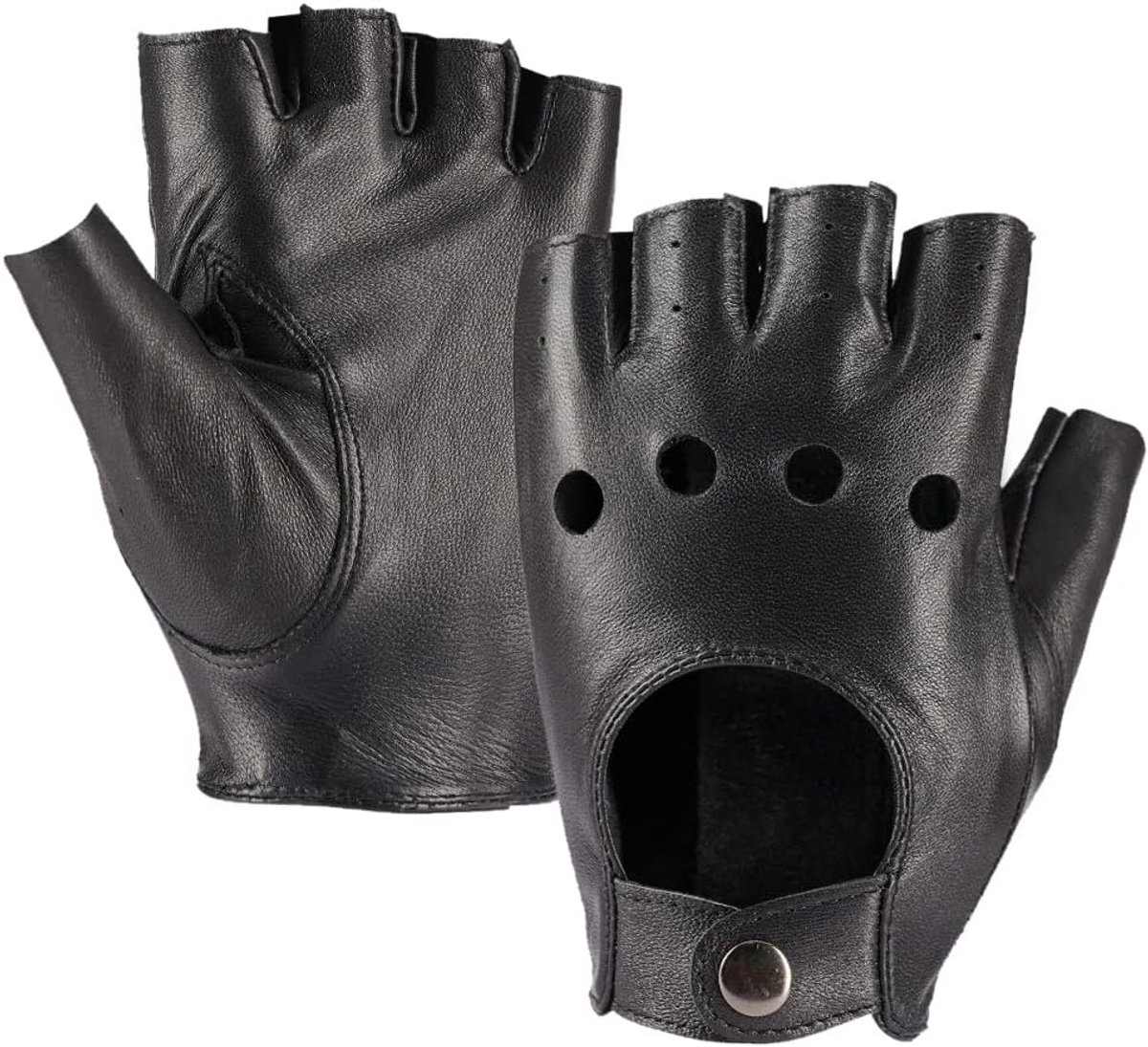 Vingerloze rijhandschoenen voor heren - Lamsleer - Unlined - Ideaal voor grip en comfort - ShopVlot