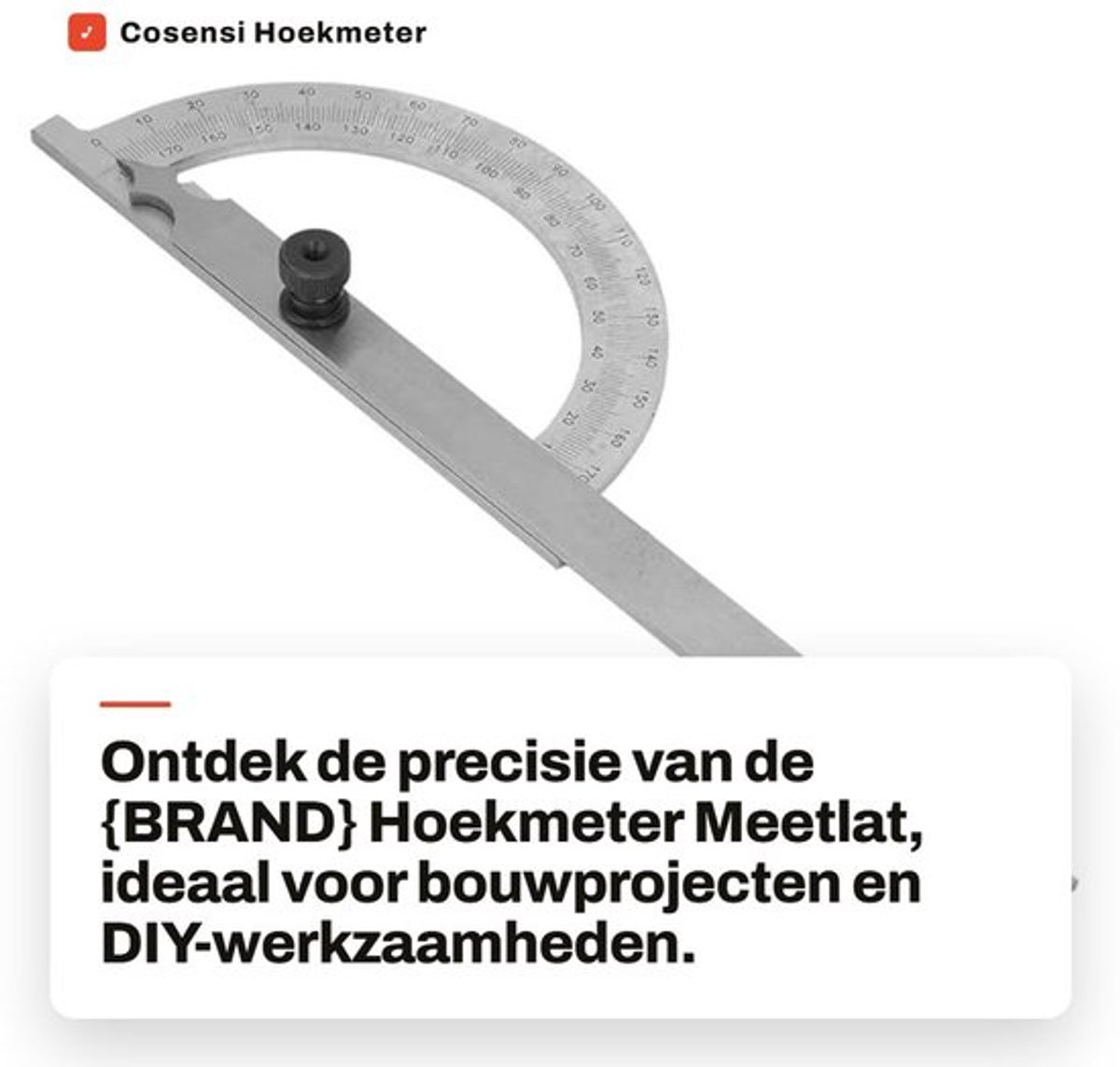 Hoekmeter 180° Roterend - Koolstofstaal - Verchroomd - Nauwkeurigheidsschalen - Flexibel - Anti-corrosie - Meetlat