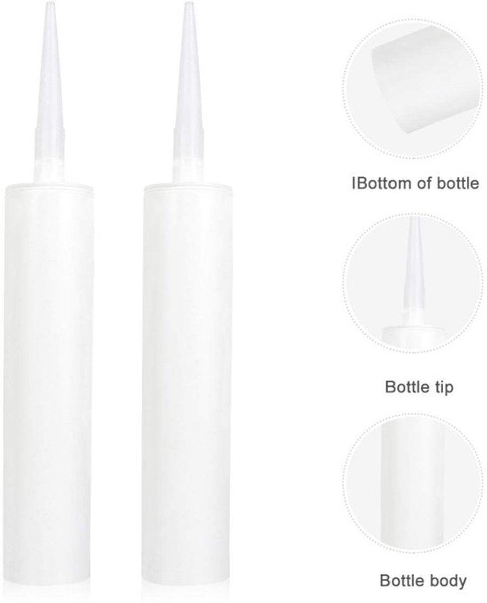 Kit Caulk Tubes - 5 Stuks - Herbruikbare Lege Kit Tubes - HDPE Plastic - Voor Reparatie en Verbetering - Ideaal voor Kranen en Lijmen - Kit Voor Afdichten