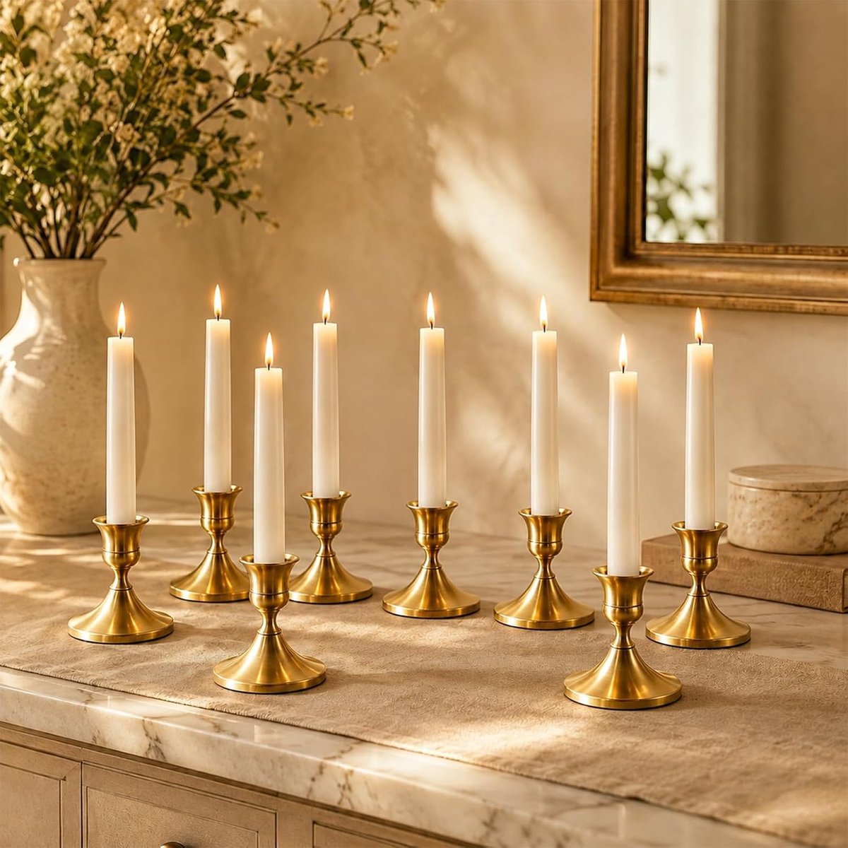 Kandelaars goud 7 cm - metalen taper met gewichtsplaten - vintage stijl - perfecte tafeldecoratie - ShopVlot